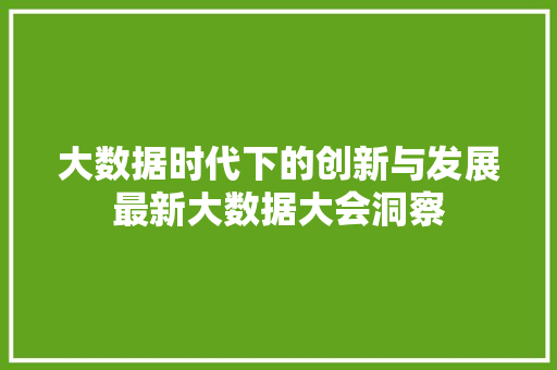 大数据时代下的创新与发展最新大数据大会洞察