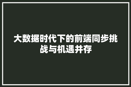 大数据时代下的前端同步挑战与机遇并存