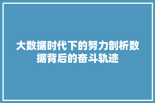 大数据时代下的努力剖析数据背后的奋斗轨迹