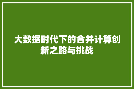 大数据时代下的合并计算创新之路与挑战 建站教程 大数据时代下的合并计算创新之路与挑战 建站教程