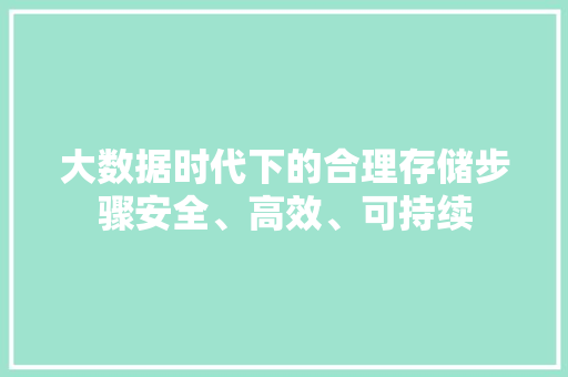 大数据时代下的合理存储步骤安全、高效、可持续 友链在线