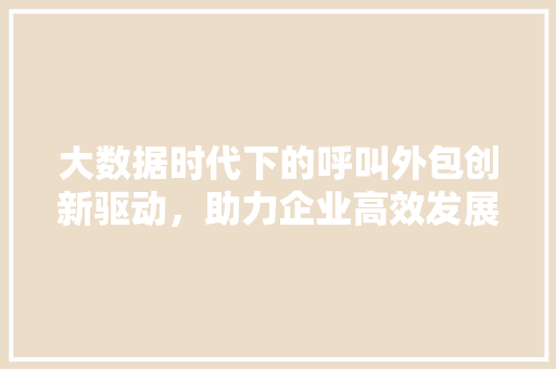 大数据时代下的呼叫外包创新驱动，助力企业高效发展