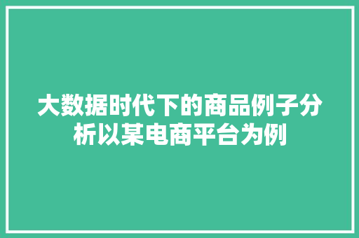大数据时代下的商品例子分析以某电商平台为例