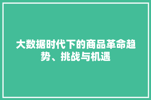 大数据时代下的商品革命趋势、挑战与机遇