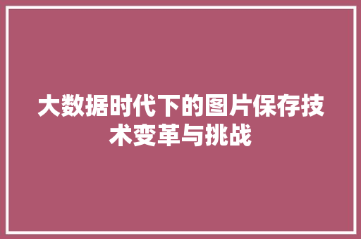 大数据时代下的图片保存技术变革与挑战