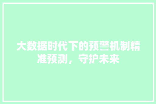 大数据时代下的预警机制精准预测，守护未来