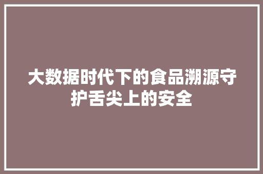 大数据时代下的食品溯源守护舌尖上的安全