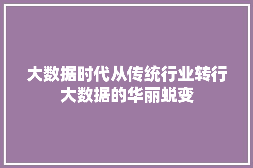 大数据时代从传统行业转行大数据的华丽蜕变