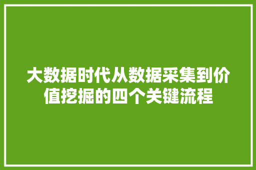 大数据时代从数据采集到价值挖掘的四个关键流程