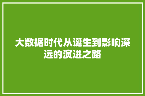 大数据时代从诞生到影响深远的演进之路