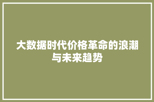 大数据时代价格革命的浪潮与未来趋势