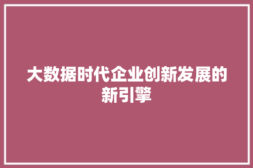 大数据时代企业创新发展的新引擎