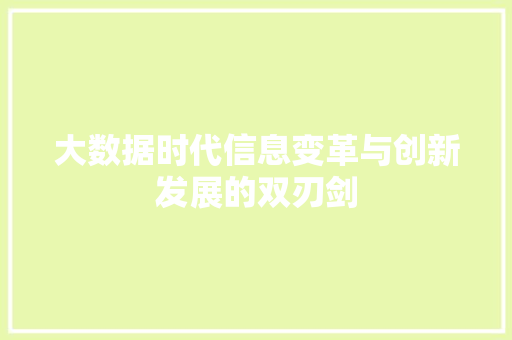 大数据时代信息变革与创新发展的双刃剑
