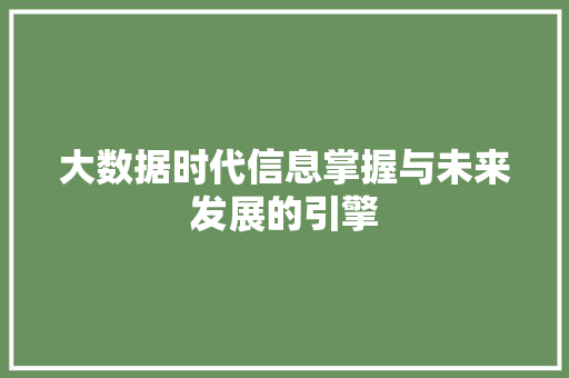 大数据时代信息掌握与未来发展的引擎