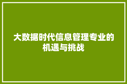 大数据时代信息管理专业的机遇与挑战