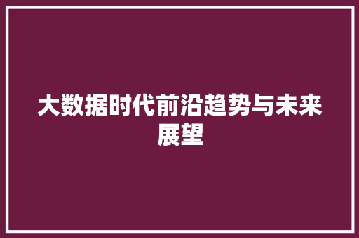 大数据时代前沿趋势与未来展望