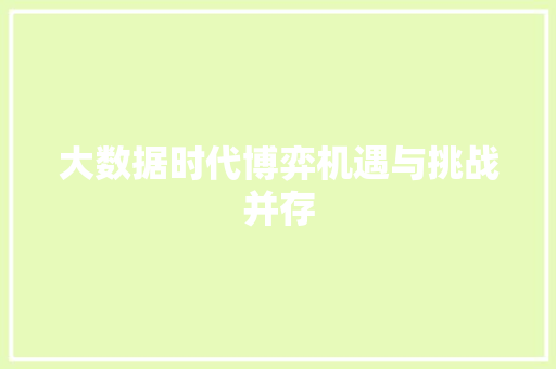 大数据时代博弈机遇与挑战并存 SEO教程