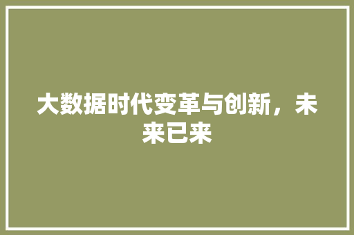 大数据时代变革与创新，未来已来