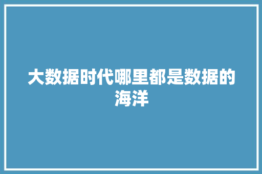 大数据时代哪里都是数据的海洋