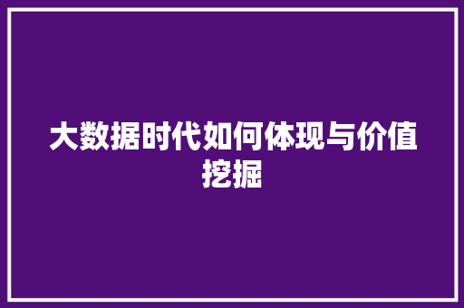 大数据时代如何体现与价值挖掘