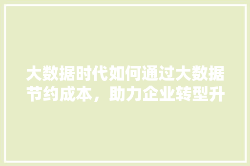 大数据时代如何通过大数据节约成本，助力企业转型升级