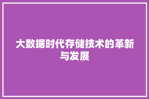 大数据时代存储技术的革新与发展