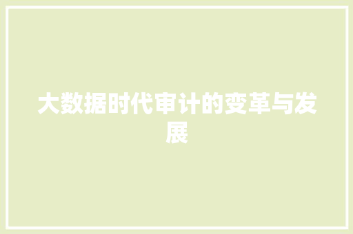 大数据时代审计的变革与发展