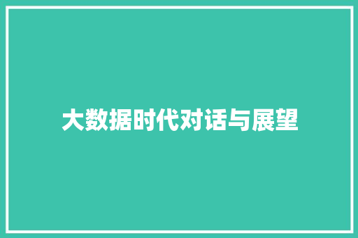 大数据时代对话与展望