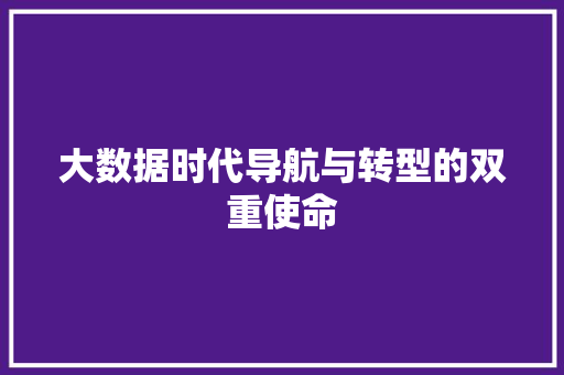 大数据时代导航与转型的双重使命
