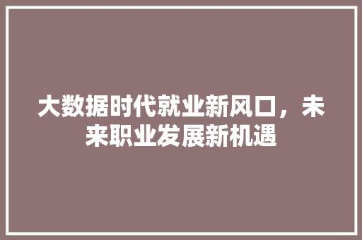 大数据时代就业新风口，未来职业发展新机遇