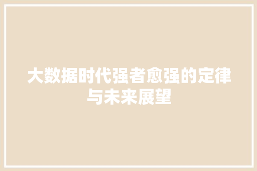 大数据时代强者愈强的定律与未来展望