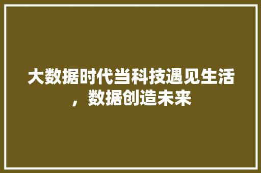 大数据时代当科技遇见生活，数据创造未来