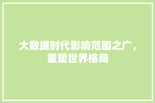 大数据时代影响范围之广，重塑世界格局