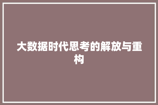 大数据时代思考的解放与重构