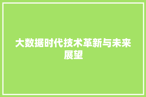 大数据时代技术革新与未来展望