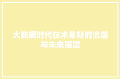 大数据时代技术革新的浪潮与未来展望
