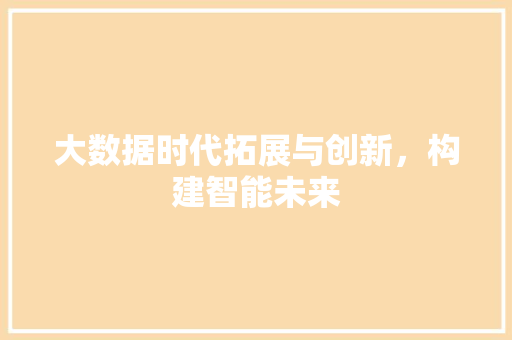 大数据时代拓展与创新，构建智能未来