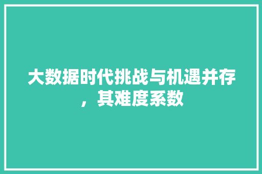 大数据时代挑战与机遇并存，其难度系数