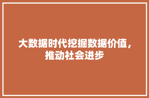 大数据时代挖掘数据价值，推动社会进步