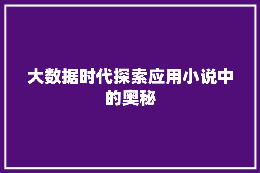 大数据时代探索应用小说中的奥秘