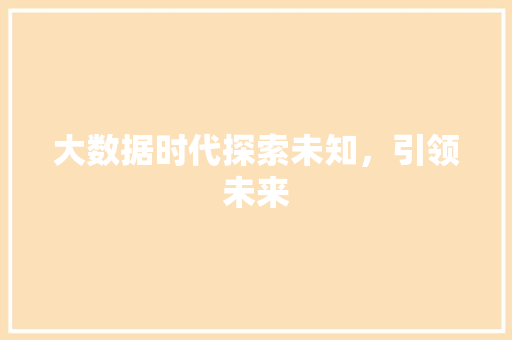 大数据时代探索未知，引领未来