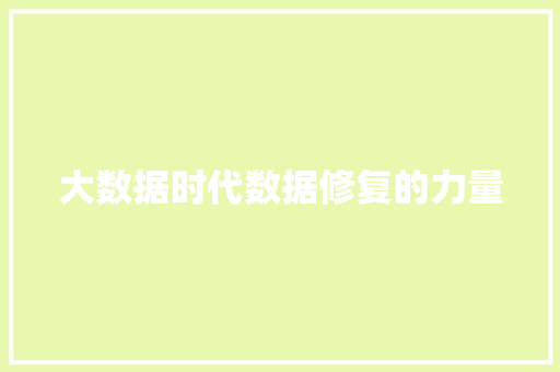 大数据时代数据修复的力量