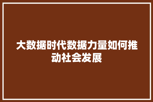 大数据时代数据力量如何推动社会发展
