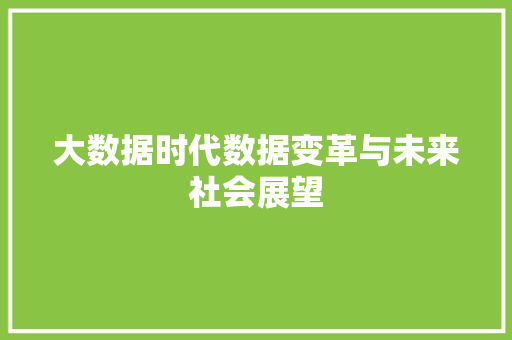 大数据时代数据变革与未来社会展望 SEO教程