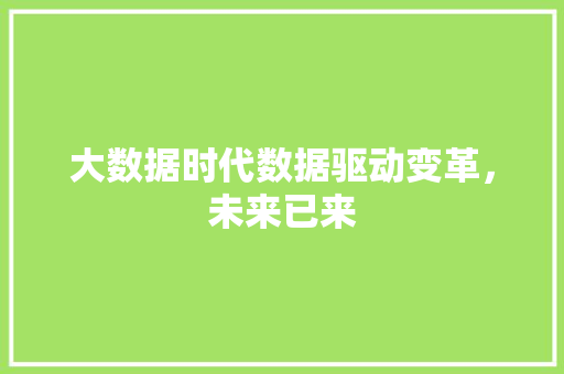 大数据时代数据驱动变革，未来已来