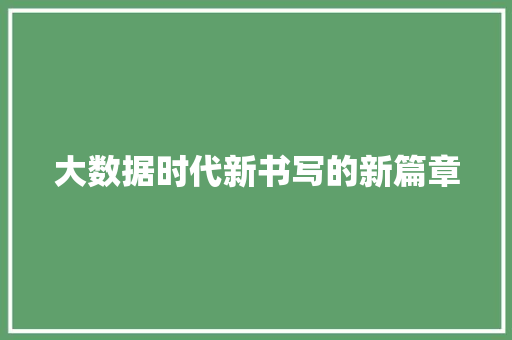 大数据时代新书写的新篇章