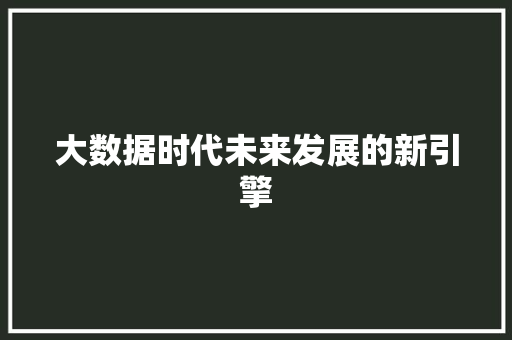 大数据时代未来发展的新引擎