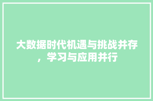 大数据时代机遇与挑战并存，学习与应用并行