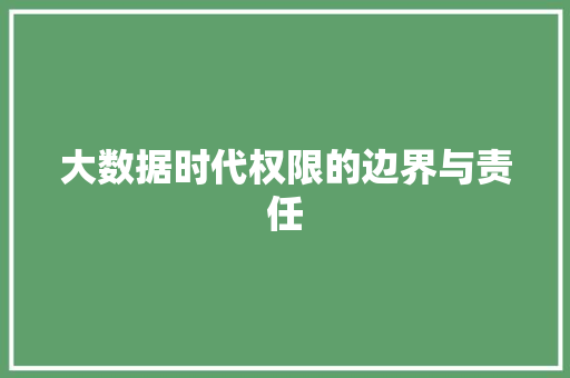 大数据时代权限的边界与责任