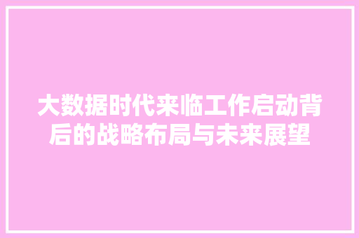 大数据时代来临工作启动背后的战略布局与未来展望